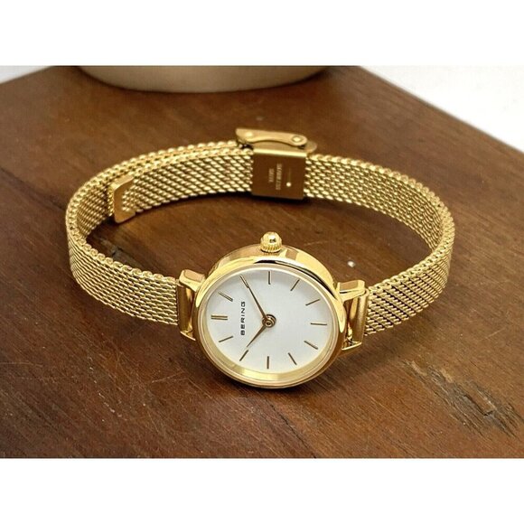 Bering Womens Watch 11022-334 Quartz White Dial Gold Stainless Steel Petite 22mm - Picture 8 of 14